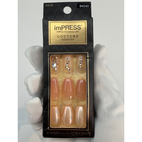 KISS imPRESS Couture Press-On Manicure Stunning 30 Nails Rhinestones NEW 93-45 - Picture 9 of 12